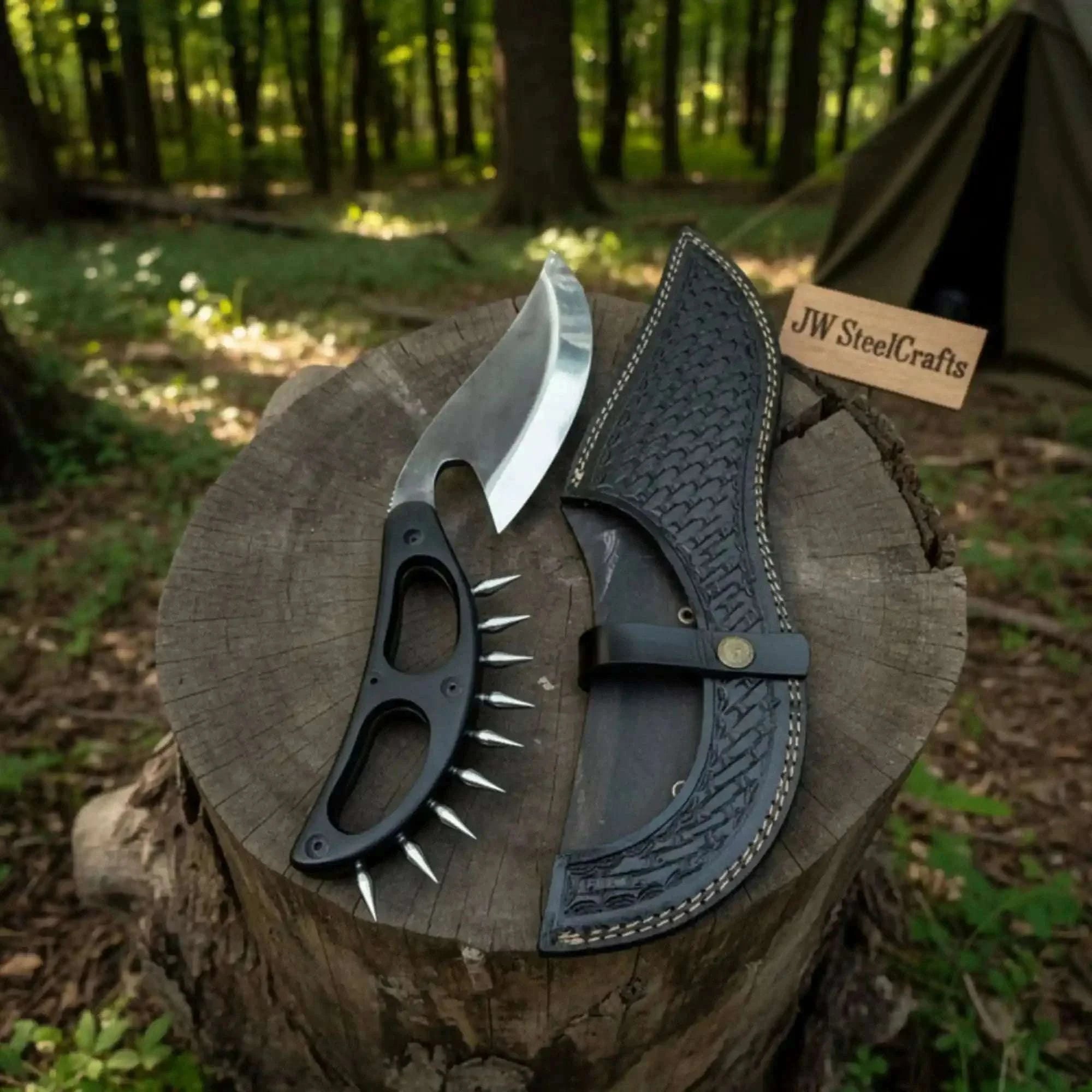 Palmarius Outdoors Handmade Persian-Inspired Hawkbill Knife with Black Micarta Handle Carbon Steel Blade