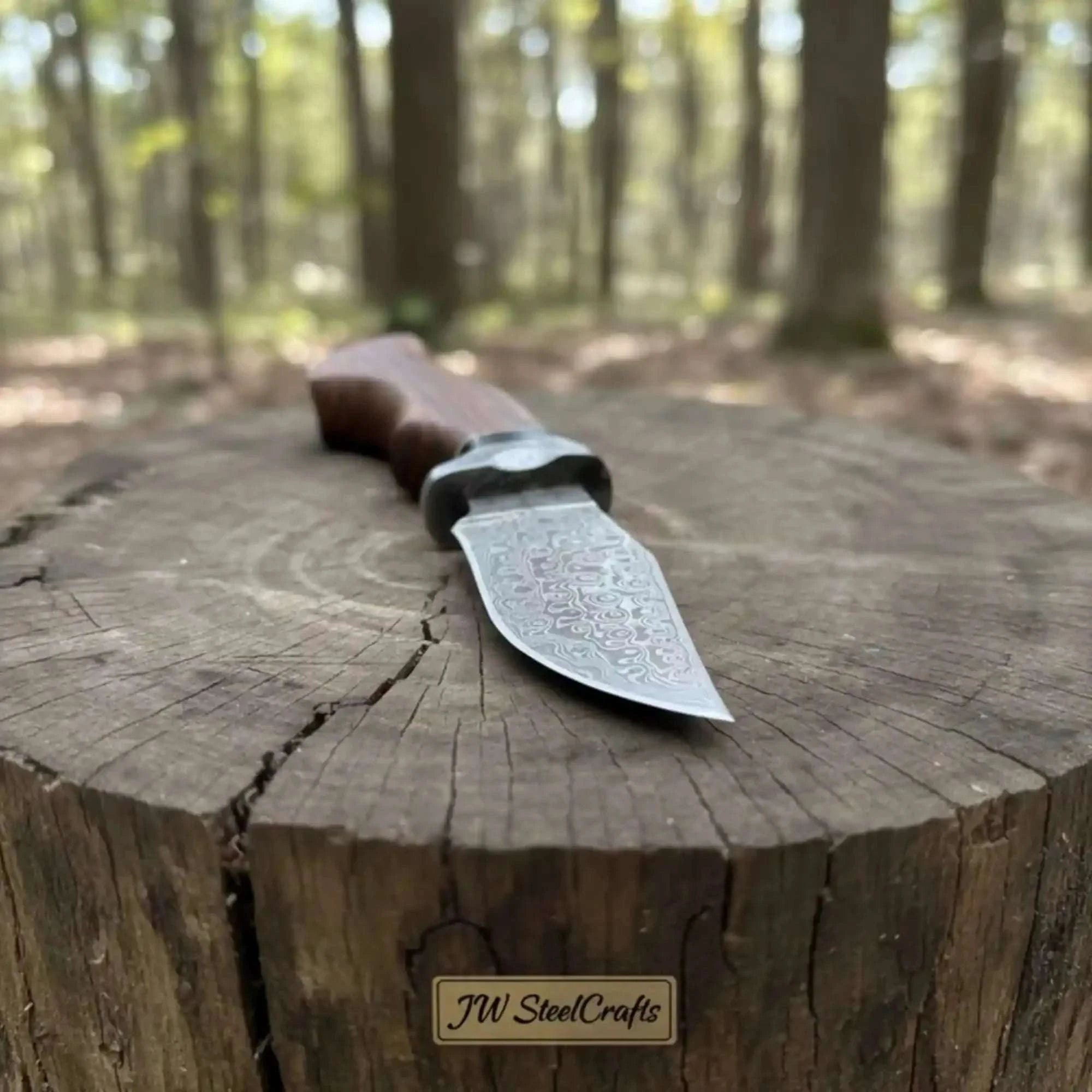 Palmarius Outdoors Handmade Damascus Drop Point Hunting Knife with Rose Wood Handle
