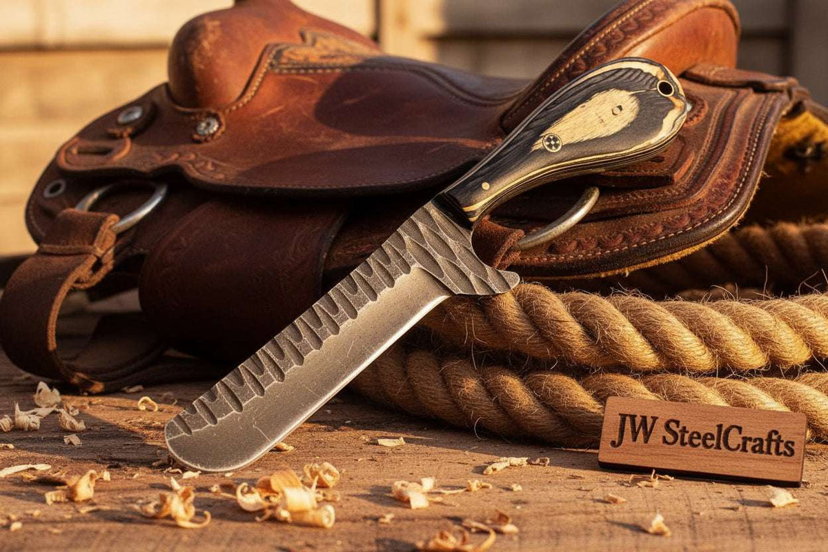 Palmarius Outdoors Ranchero Bull Cutter Knife 7" Handmade Damascus Tanto Point Bull Cutter Knives Set