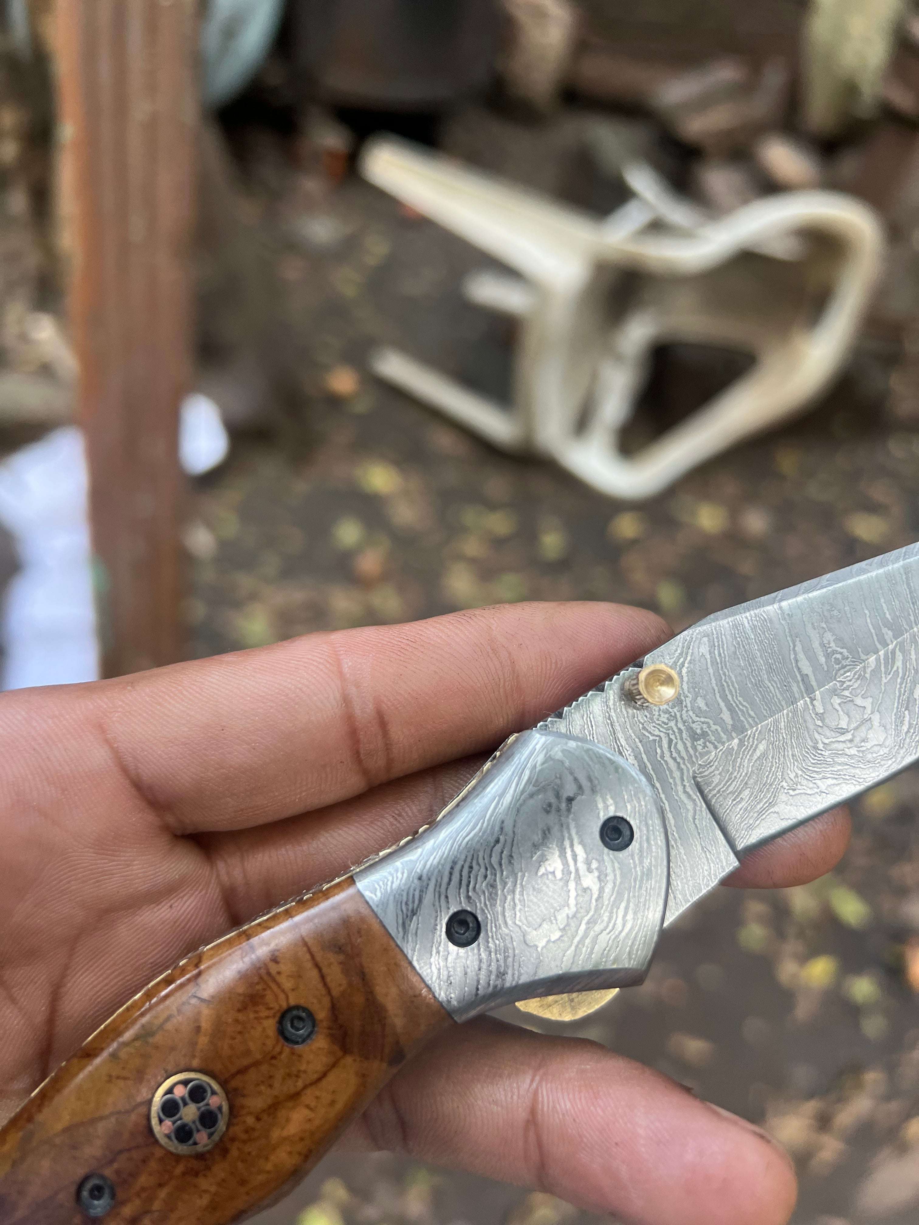 Palmarius Outdoors Rosewood Trail Folder Knife 6" Handmade Rosewood Handle EDC Folder Folding Knife