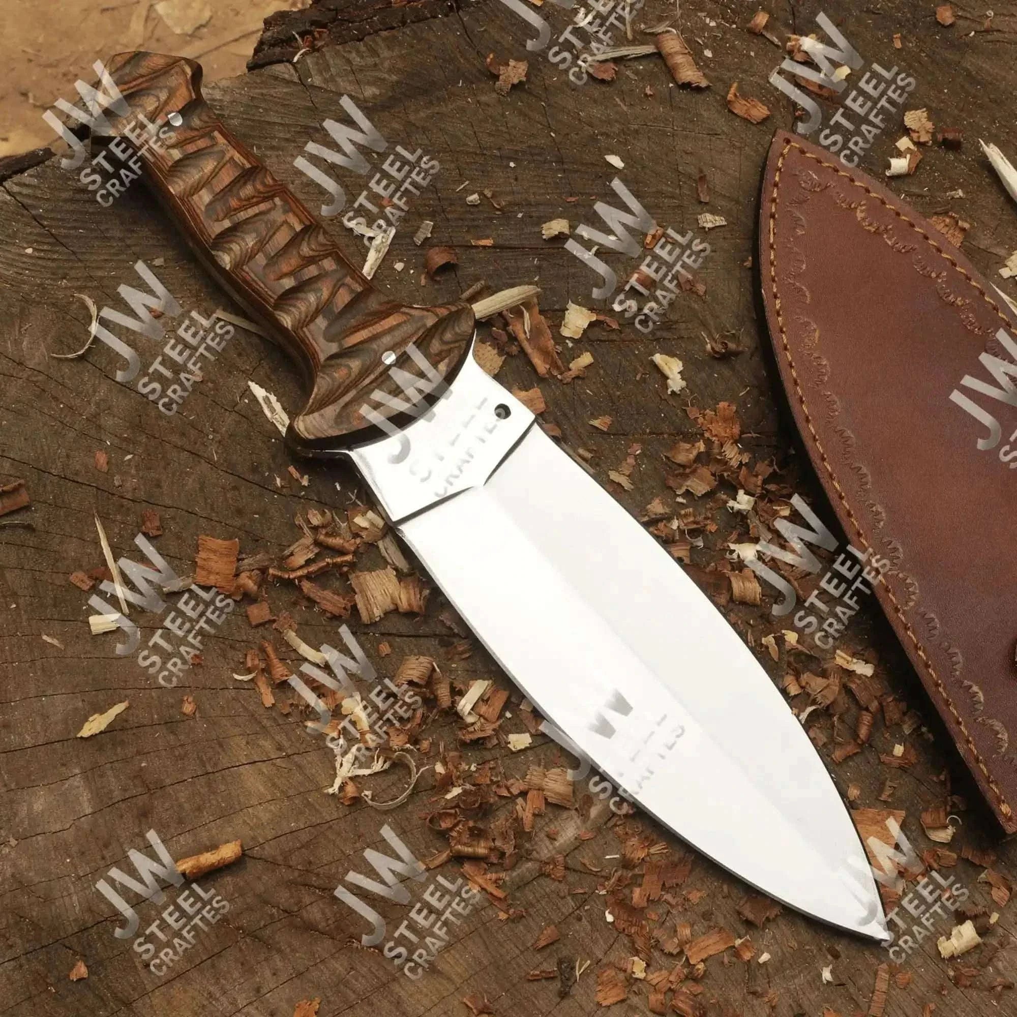 Palmarius Outdoors Handcrafted J2 Stainless Steel Boot Knife | Pakka Wood Handle | Leather Sheath | 13.5" Hunting Blade Buscraft Knife