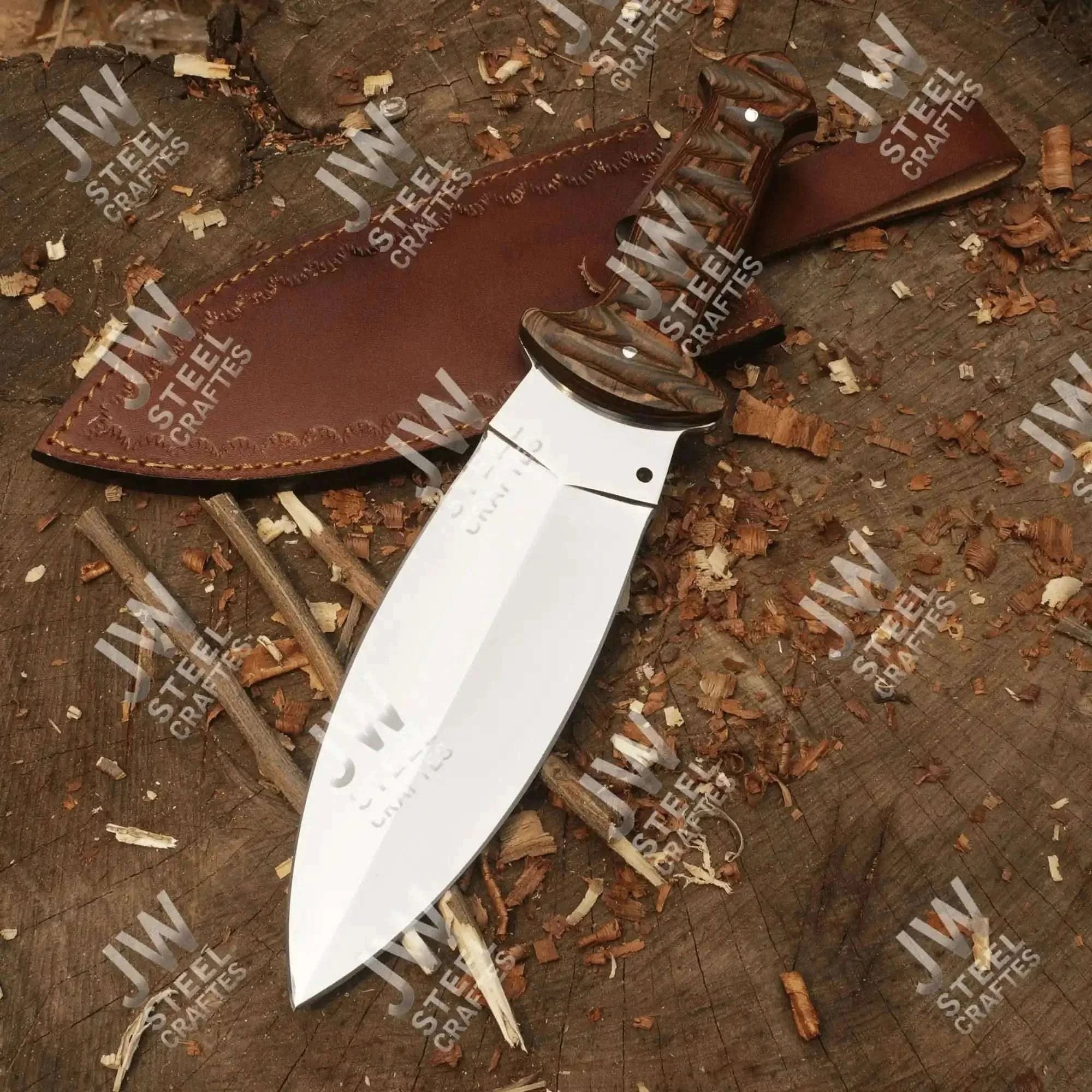 Palmarius Outdoors Handcrafted J2 Stainless Steel Boot Knife | Pakka Wood Handle | Leather Sheath | 13.5" Hunting Blade Buscraft Knife