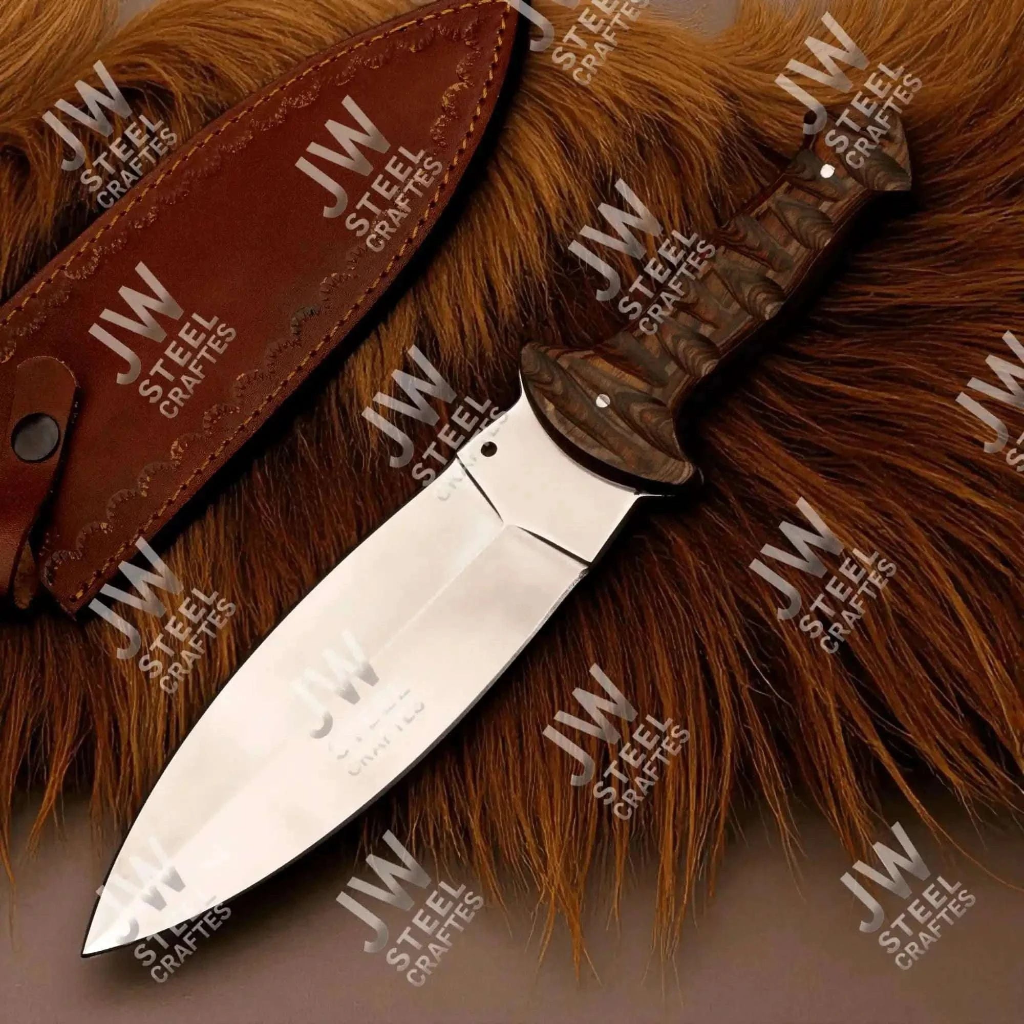 Palmarius Outdoors Handcrafted J2 Stainless Steel Boot Knife | Pakka Wood Handle | Leather Sheath | 13.5" Hunting Blade Buscraft Knife