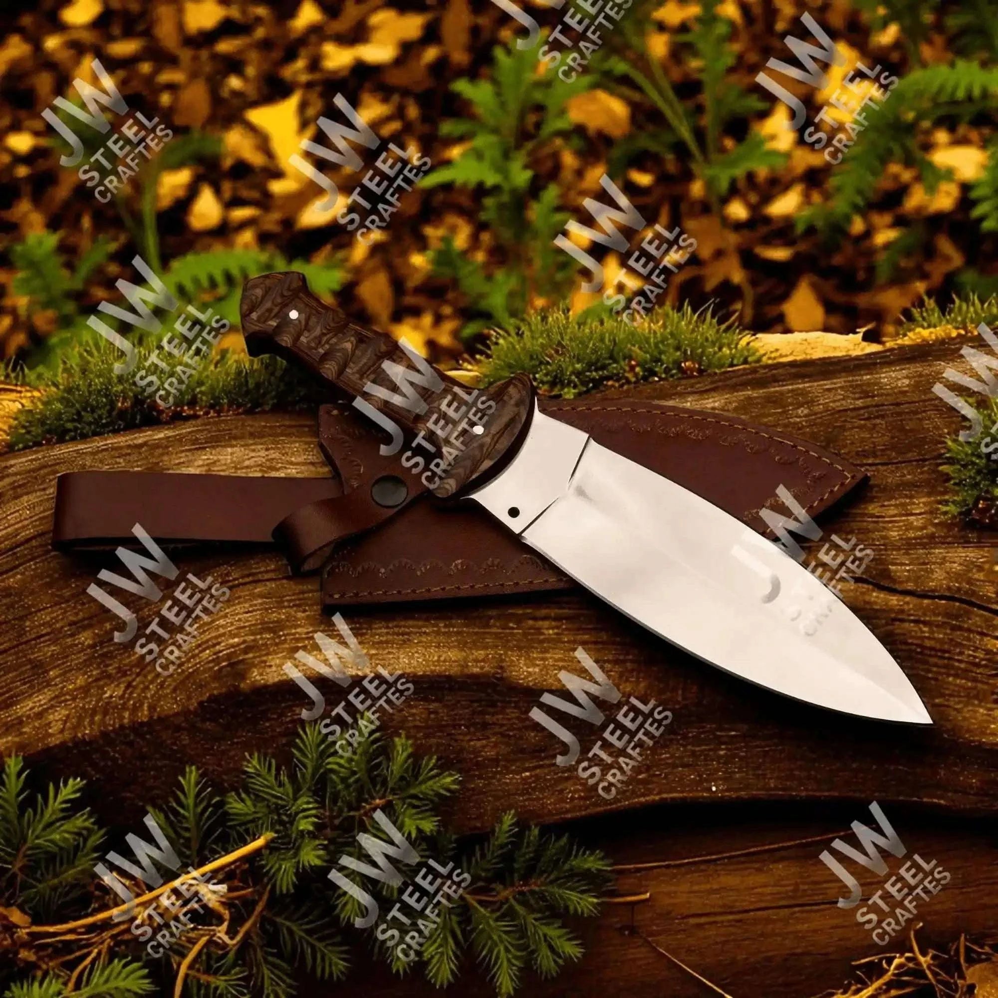 Palmarius Outdoors Handcrafted J2 Stainless Steel Boot Knife | Pakka Wood Handle | Leather Sheath | 13.5" Hunting Blade Buscraft Knife