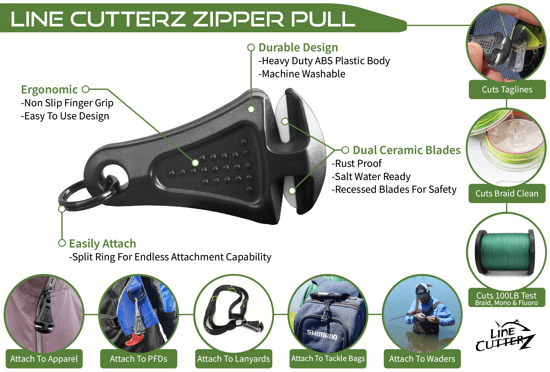 Palmarius Outdoors "TRIPLE PLAY" Fishing Line Cutter Multi-Pack Combo Cutter