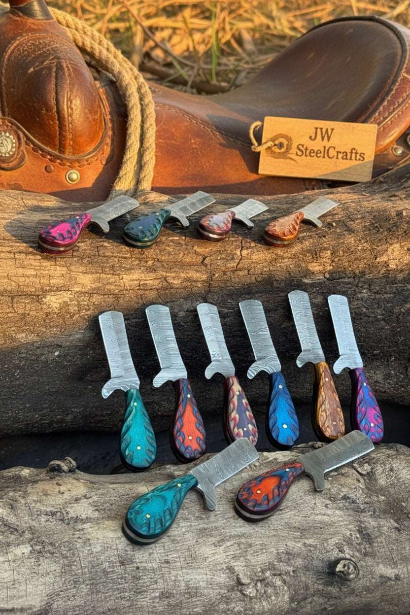 Palmarius Outdoors Rainbow Ridge Bull Cutter Set of 5 Handmade High Carbon Steel 7 inches Bull Cutter Knives Set