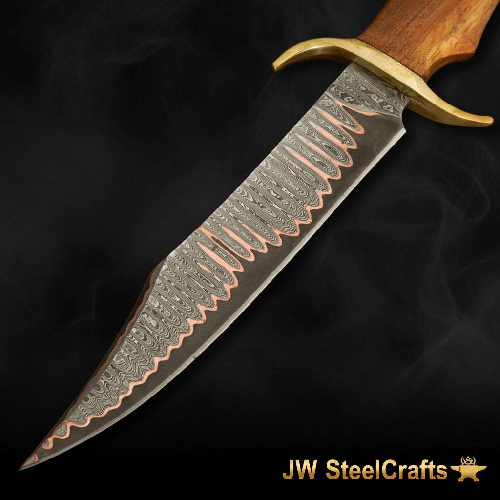 Palmarius Outdoors Timberland Trapper Bowie Knife 10" Handmade Damascus Presentation Box Bowie Knife