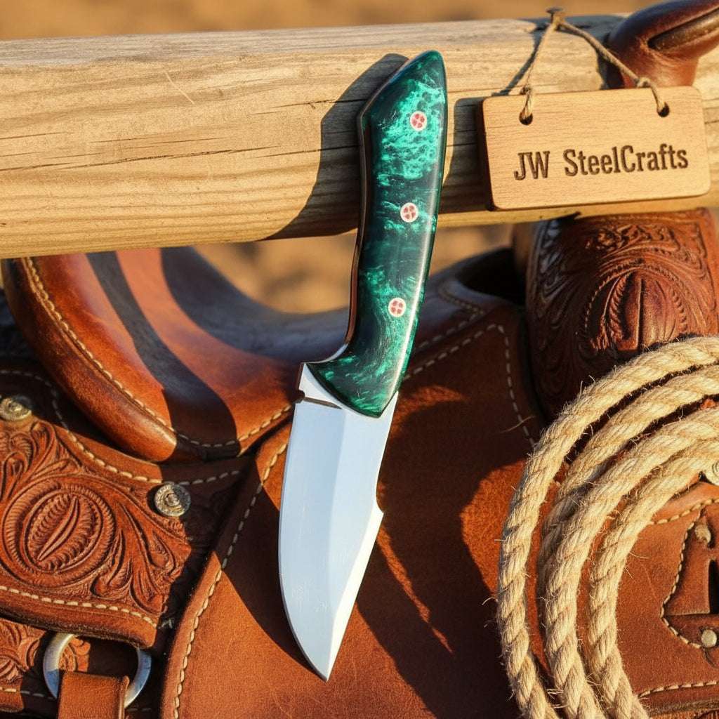 Palmarius Outdoors Emerald Range Skinner Knife 8" Handmade Stainless Marbled Resin handle Skinner Knife