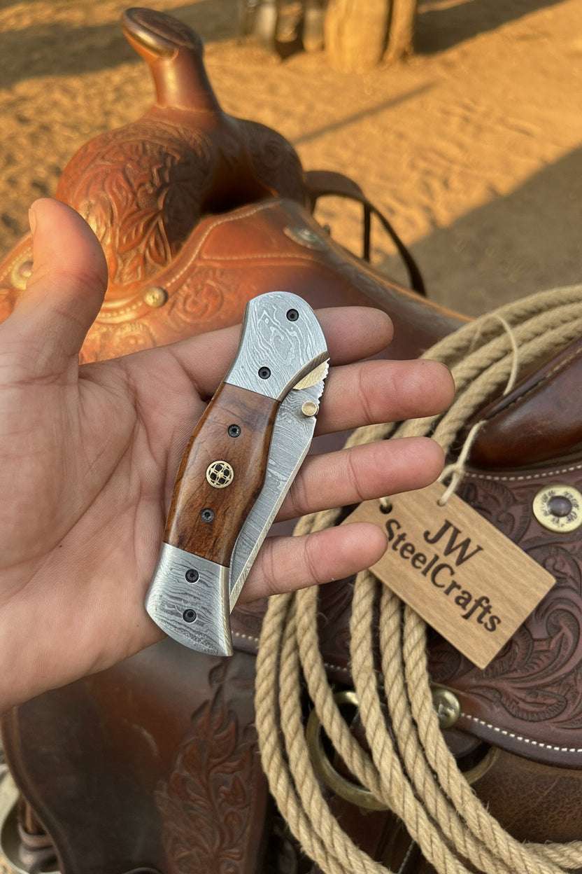 Palmarius Outdoors Rosewood Trail Folder Knife 6" Handmade Rosewood Handle EDC Folder Folding Knife