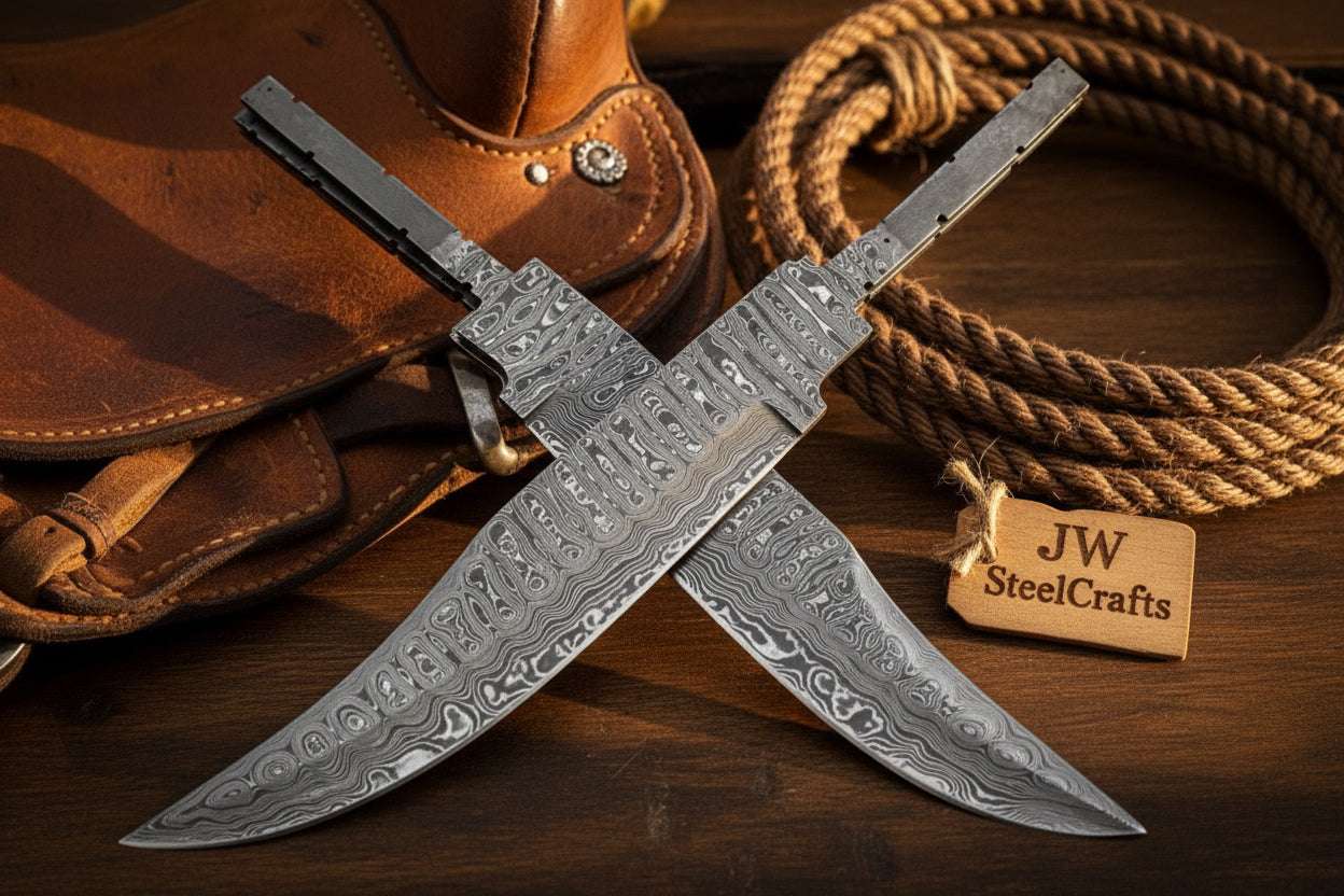 Palmarius Outdoors Rangehand Blade Blank Set 9" Handmade Damascus Full Tang Blank Knife blank Blades