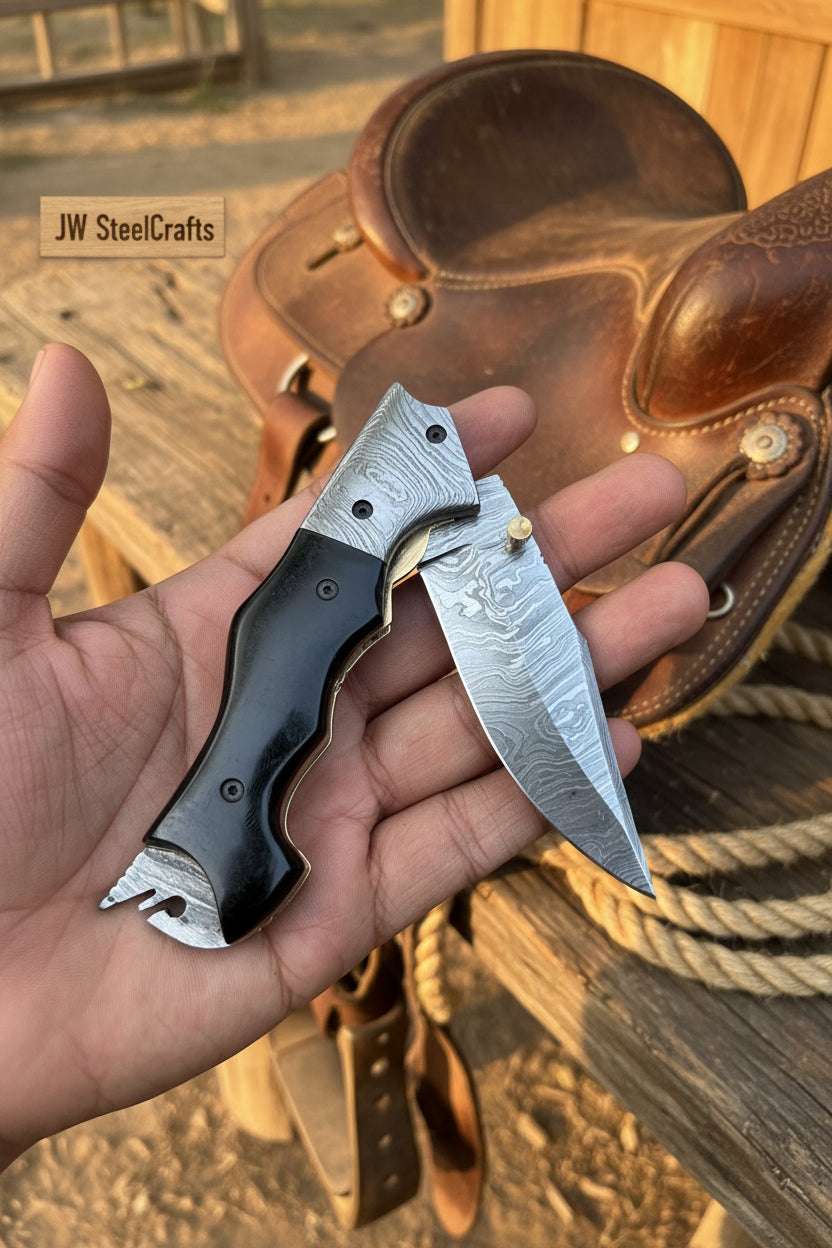 Palmarius Outdoors Ironclad Tanto Folder 8" Handmade High-Carbon Steel Micarta Handle Liner Lock Folder