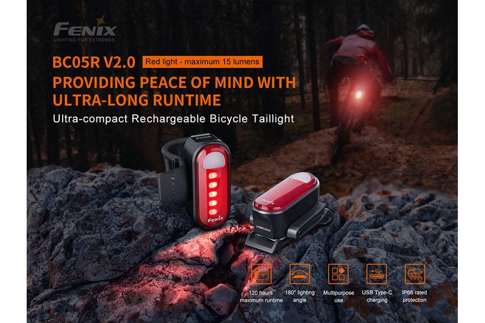 Palmarius Outdoors Fenix BC05R V2.0 Rechargeable Bicycle Tail Light Bike Light