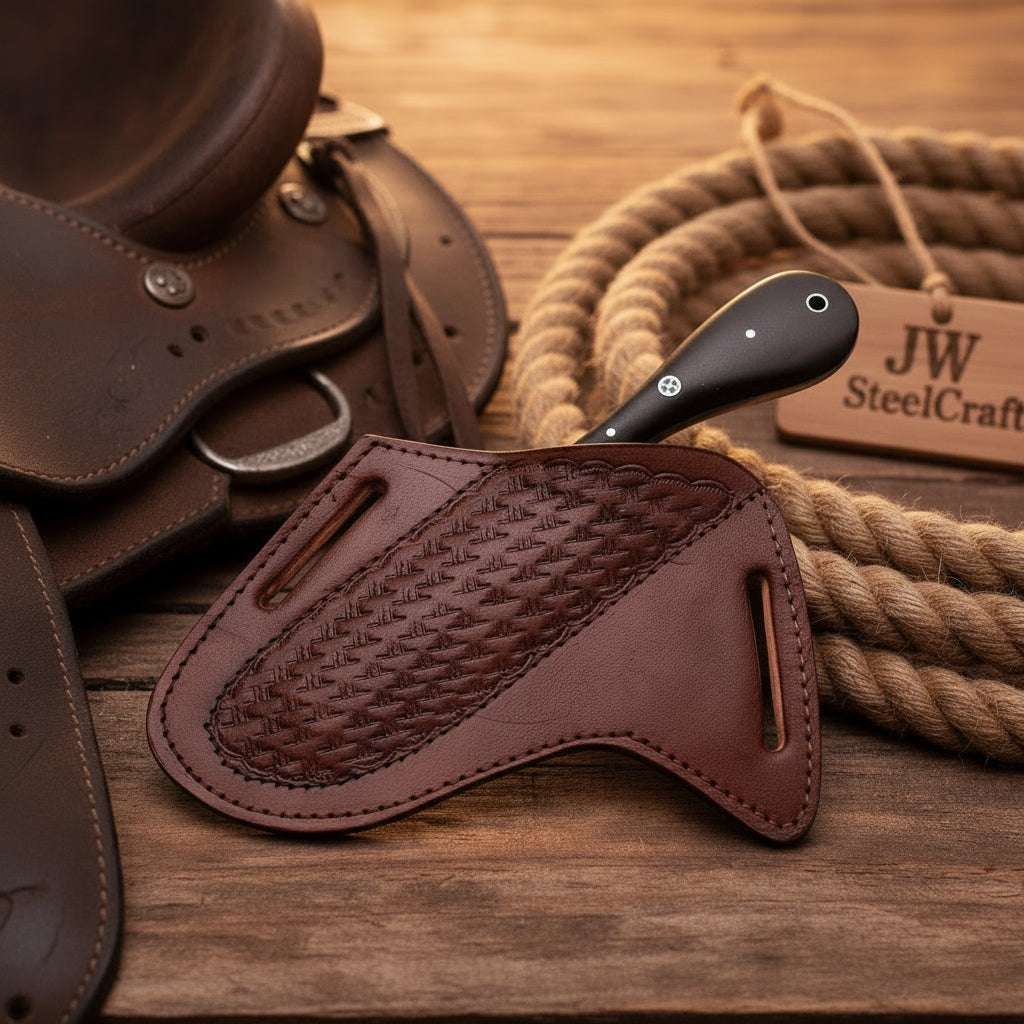 Palmarius Outdoors Blackhorn Bull Cutter Knife 7" Handmade Ladder Damascus Black Resin Handle Bull Cutter Knives Set