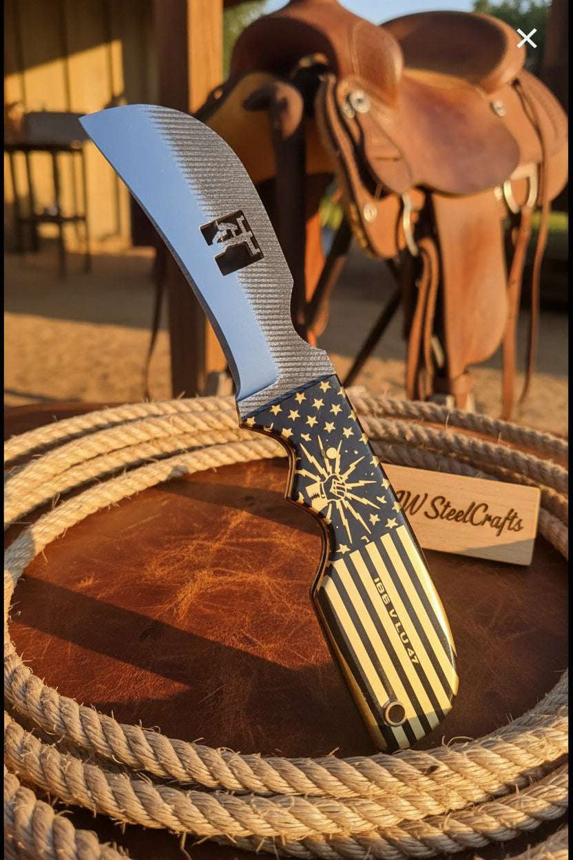 Palmarius Outdoors Patriot Grip Bull Cutter Knife 6" Handmade High Carbon Steel With Satin Polished