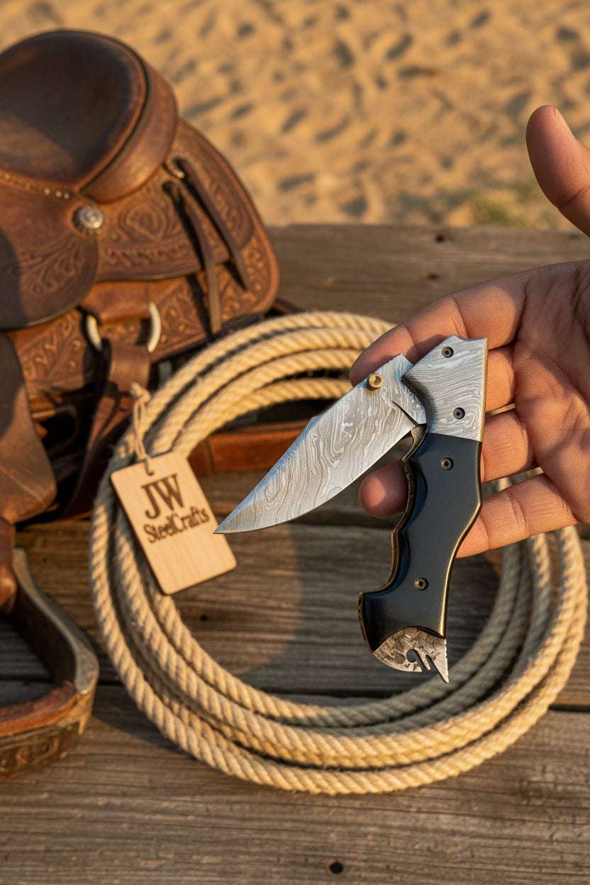 Palmarius Outdoors Ironclad Tanto Folder 8" Handmade High-Carbon Steel Micarta Handle Liner Lock Folder