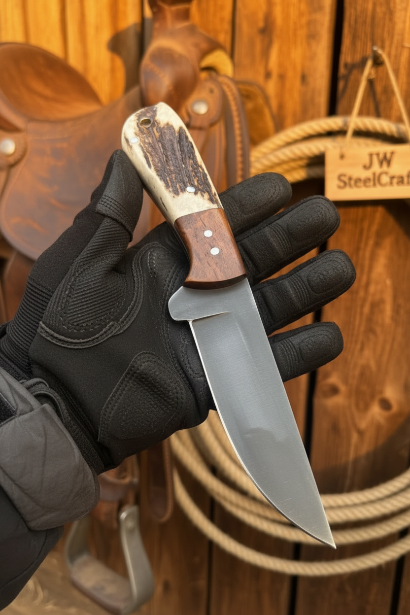 Palmarius Outdoors Backwoods Combo Bushcraft 10" Handmade Carbon Steel Two-Tone Handle Buscraft Knife