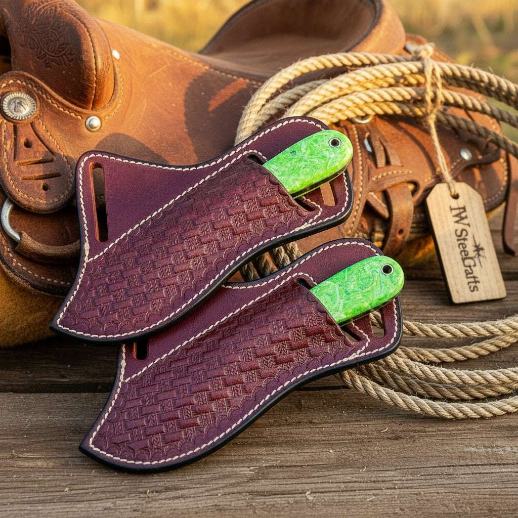 Palmarius Outdoors Emerald Trail Skinner Duo Knife 8" Handmade Damascus Set of 2 Skinner Knife