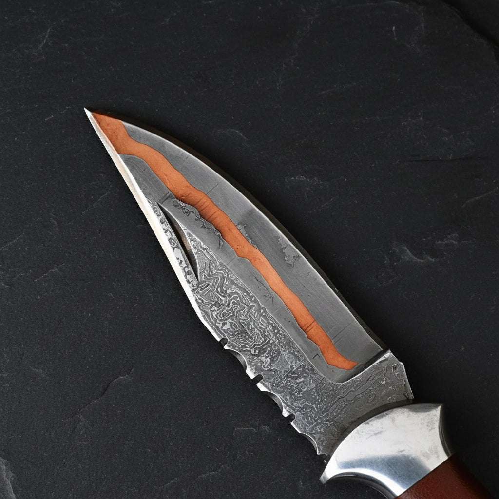 Palmarius Outdoors Timberline Trapper Skinner Knife Handmade Damascus Liner Lock wood handle Folding Knife