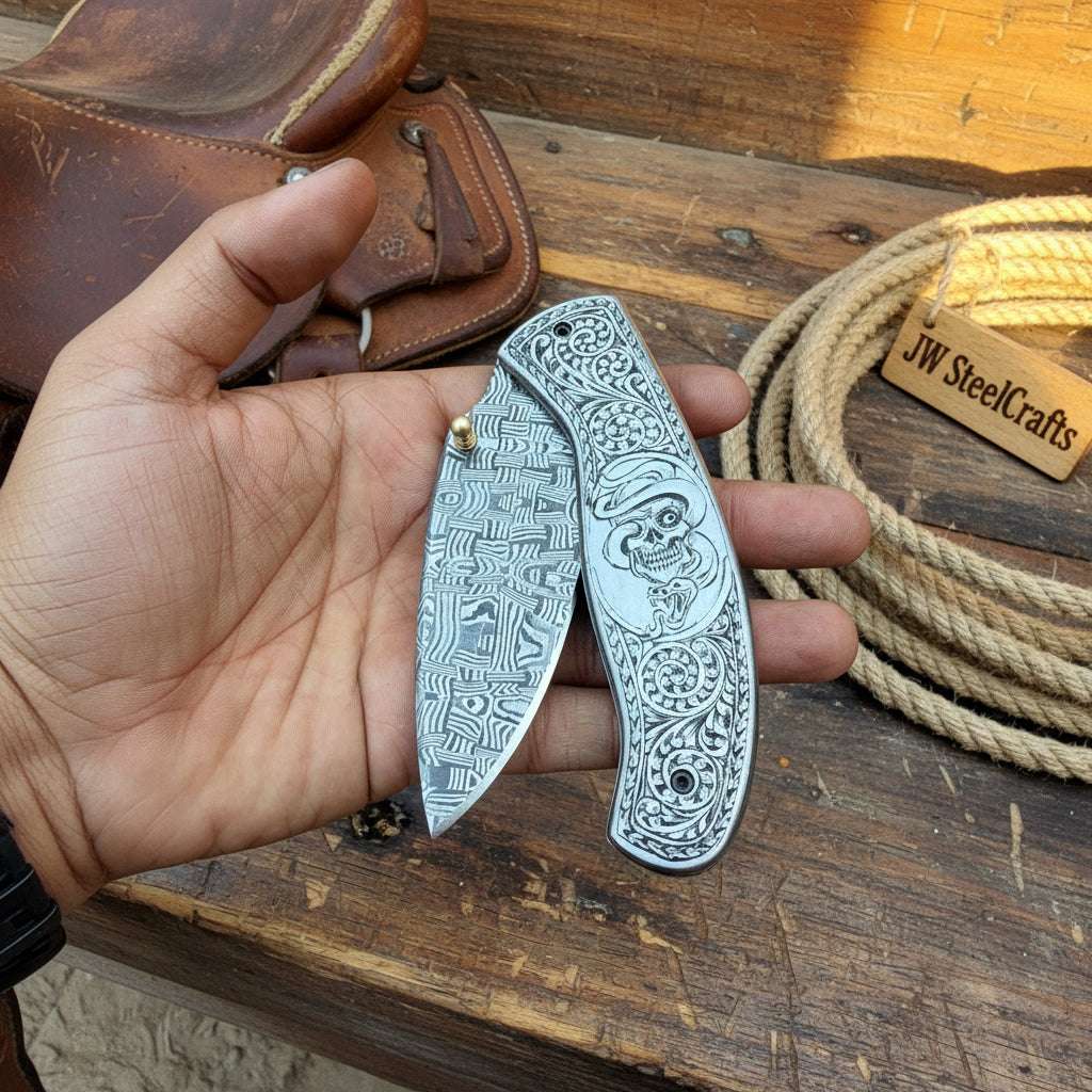 Palmarius Outdoors Obsidian Mosaic Folder Knife 8" Handmade Damascus Liner Lock Liner Lock Folder