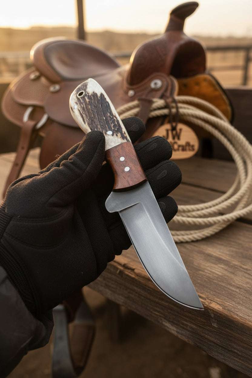Palmarius Outdoors Anvilwood Hunter's Blade 9" Handmade High Carbon Stag Horn Handle Hunting Knife