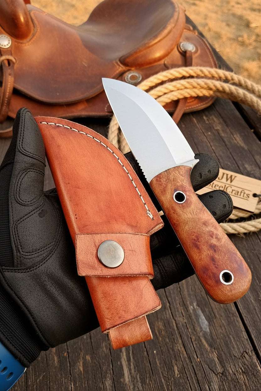 Palmarius Outdoors Woodgrain Trail Skinner Knife 7.5" Handmade High Carbon Steel Wood Handle Skinner Knife