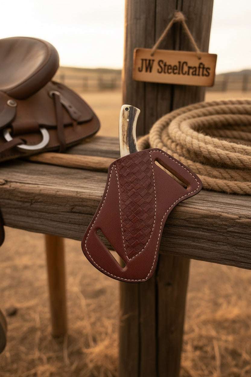 Palmarius Outdoors Frontier Stag Ranch Knife 7" Handmade Damascus Stag Horn Handle