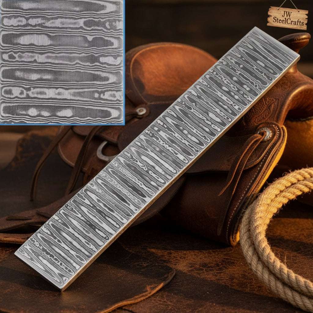 Palmarius Outdoors Ranchland Ladder Billet Bar 12" Handmade Ladder Pattern Damascus Bullet bar
