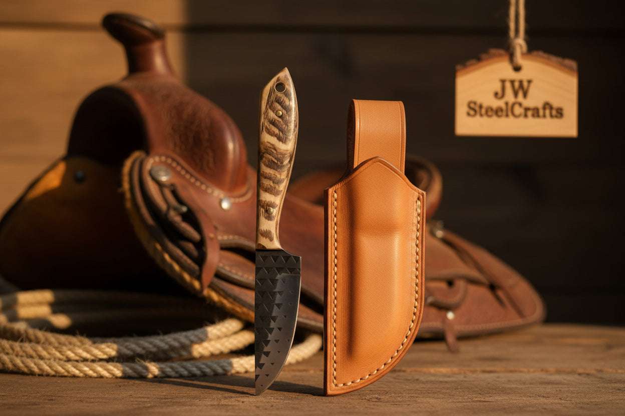 Palmarius Outdoors Trailguard Antler Survivor Knife 11" Handmade Rasp Steel Carved Handle Survival Knife