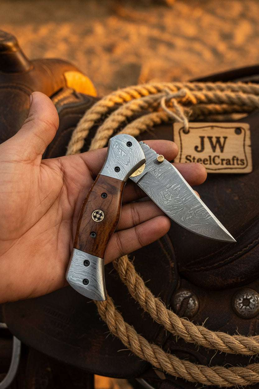 Palmarius Outdoors Rosewood Trail Folder Knife 6" Handmade Rosewood Handle EDC Folder Folding Knife