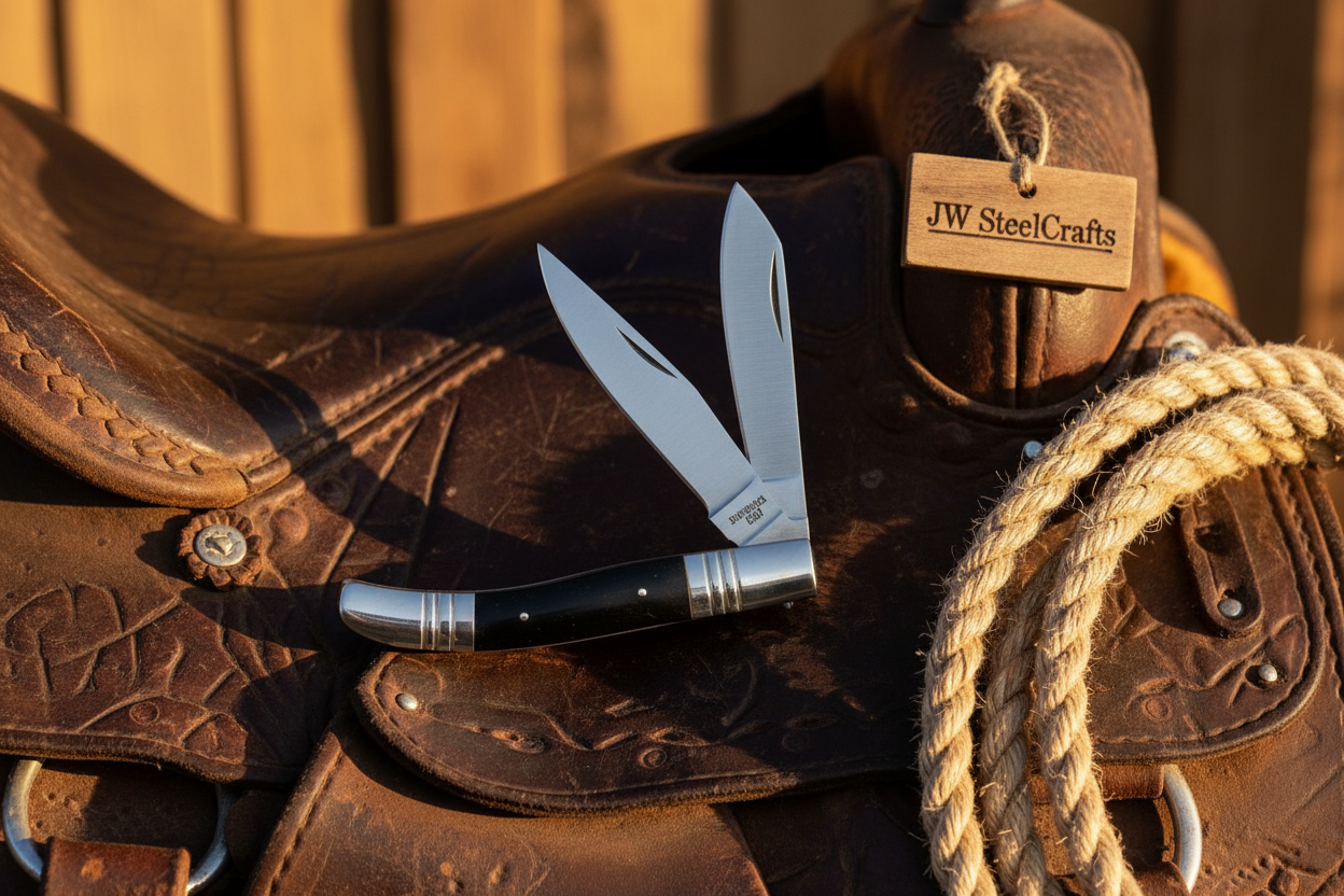 Palmarius Outdoors Two-Blade Trapper Knife with Synthetic Stag Horn Handle Folding Knife