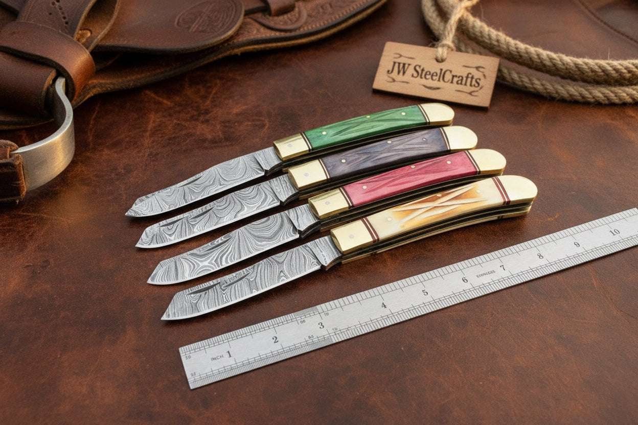 Palmarius Outdoors Ranchfold Pocket Folding Knife Set 7.5" Handmade Set of 4 Folding Knife