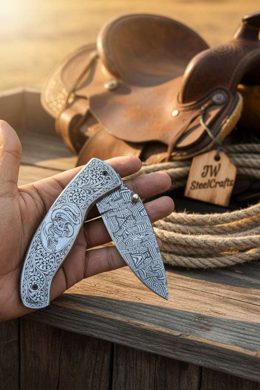 Palmarius Outdoors Obsidian Mosaic Folder Knife 8" Handmade Damascus Liner Lock Liner Lock Folder
