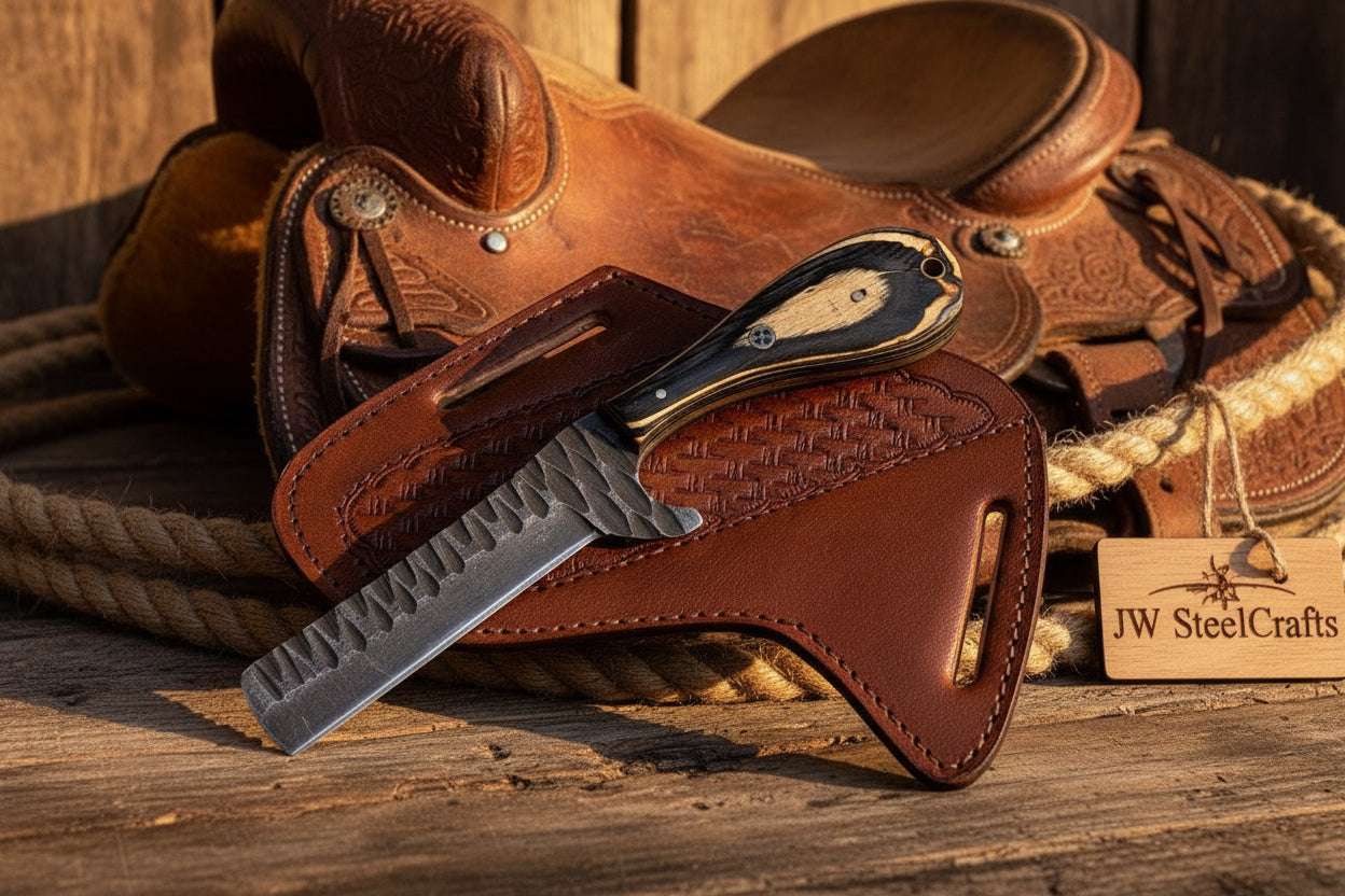 Palmarius Outdoors Ranchero Bull Cutter Knife 7" Handmade Damascus Tanto Point Bull Cutter Knives Set