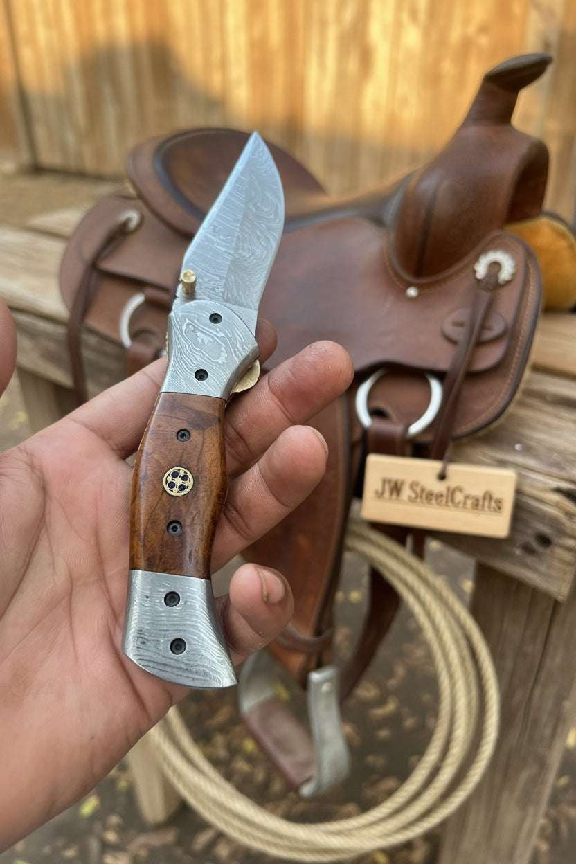 Palmarius Outdoors Rosewood Trail Folder Knife 6" Handmade Rosewood Handle EDC Folder Folding Knife