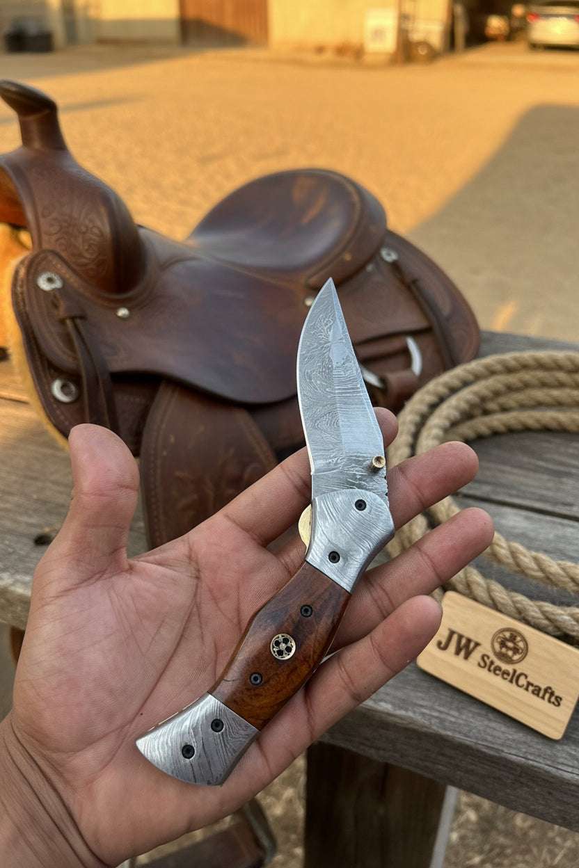 Palmarius Outdoors Rosewood Trail Folder Knife 6" Handmade Rosewood Handle EDC Folder Folding Knife
