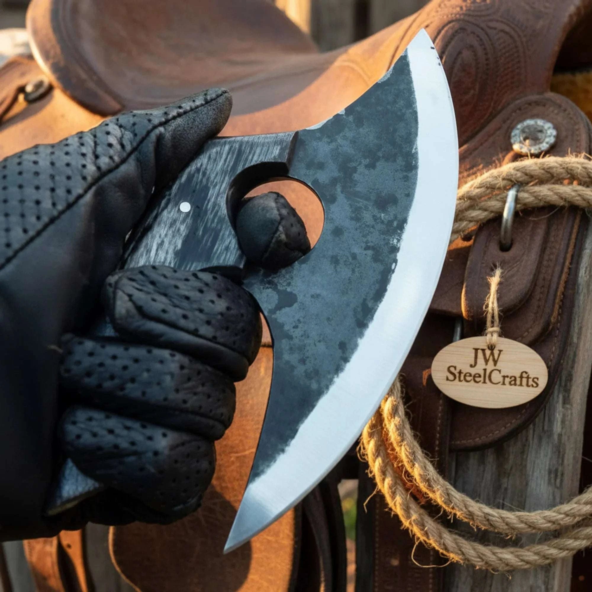 Palmarius Outdoors Carbon Steel Alaska Ulu Axe Knife with Pakka Wood Handle Ulu knife