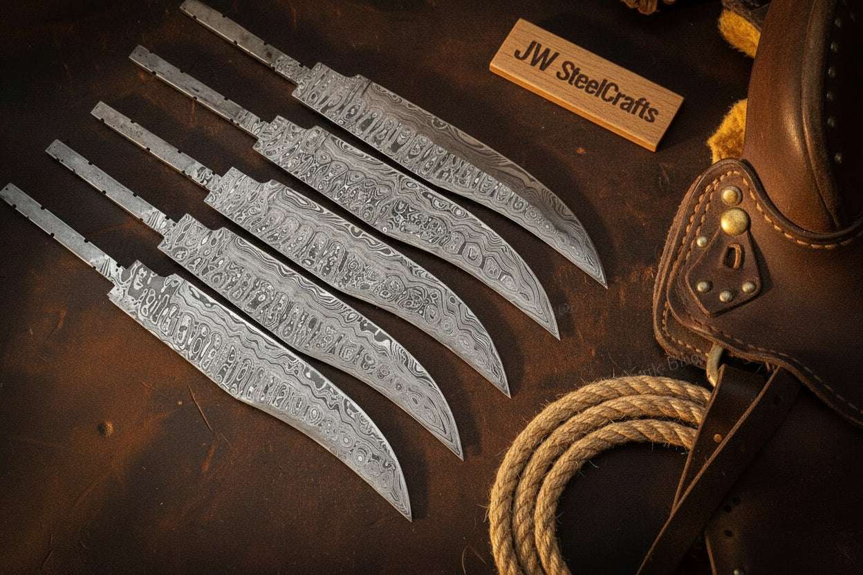 Palmarius Outdoors Rangehand Blade Blank Set 9" Handmade Damascus Full Tang Blank Knife blank Blades