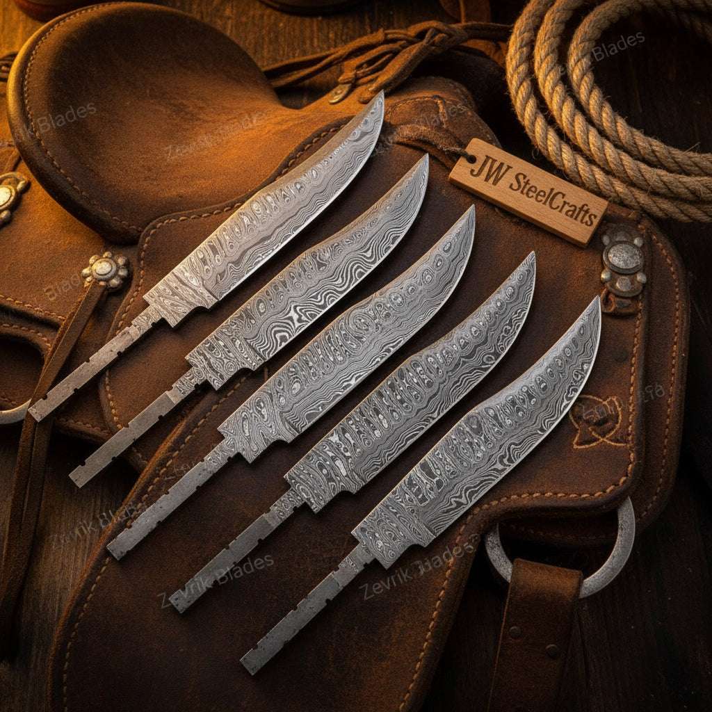 Palmarius Outdoors Rangehand Blade Blank Set 9" Handmade Damascus Full Tang Blank Knife blank Blades