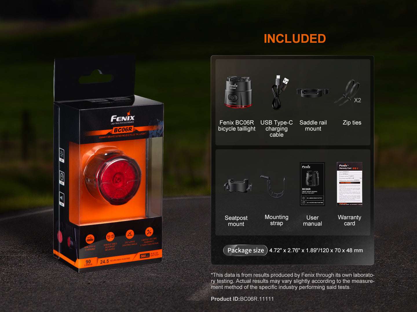 Palmarius Outdoors Fenix BC06R Smart-Brake Bicycle Taillight Bike Light