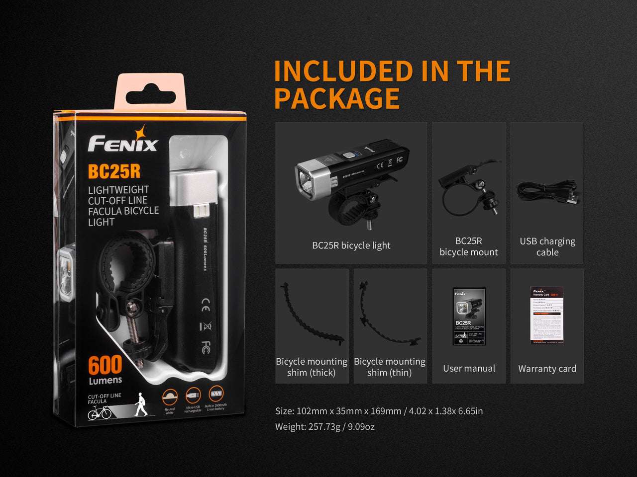 Palmarius Outdoors Fenix BC25R LED Bike Light Bike Light