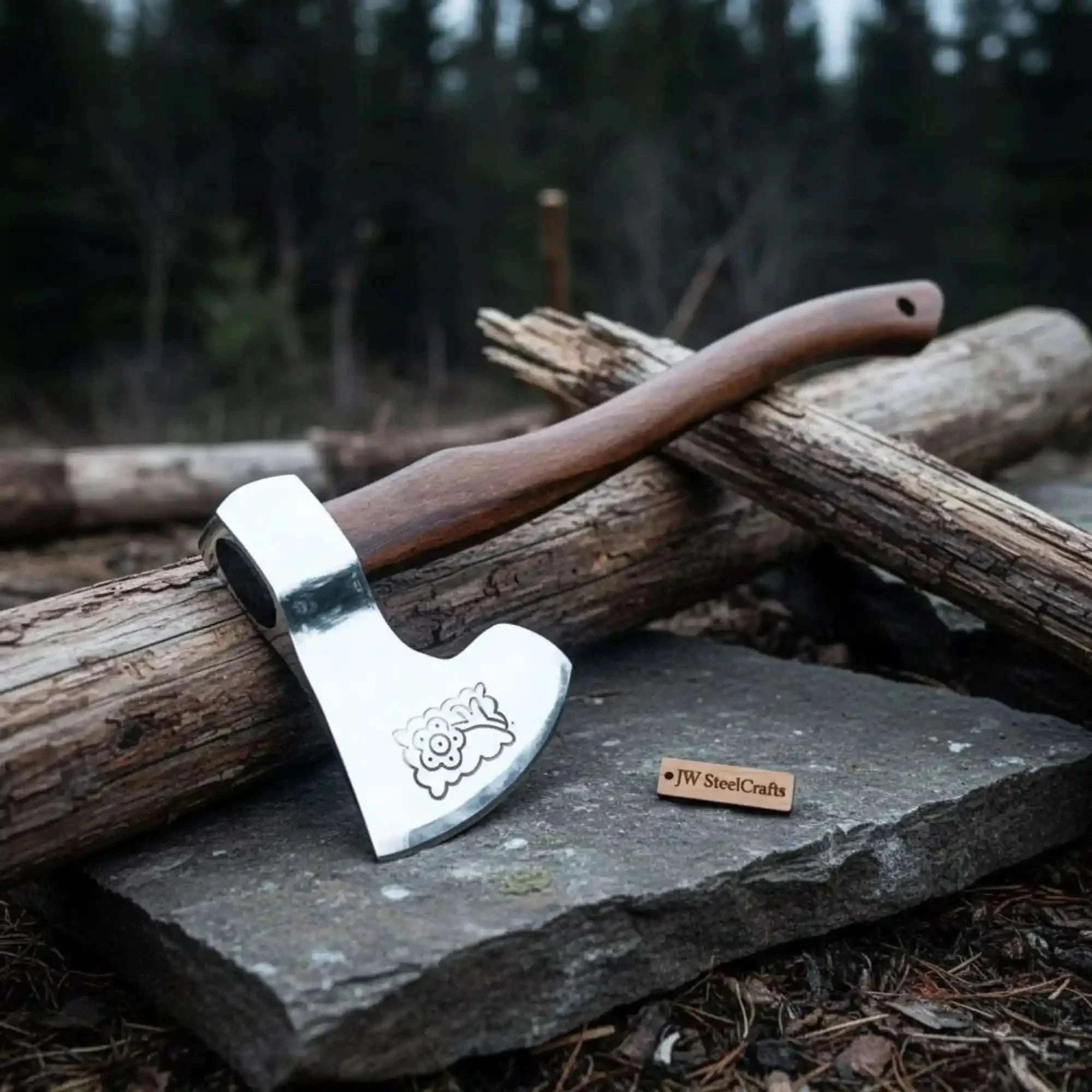 Palmarius Outdoors Polished Bearded Camp Axe with Mirror Finished Head Handmade Axe