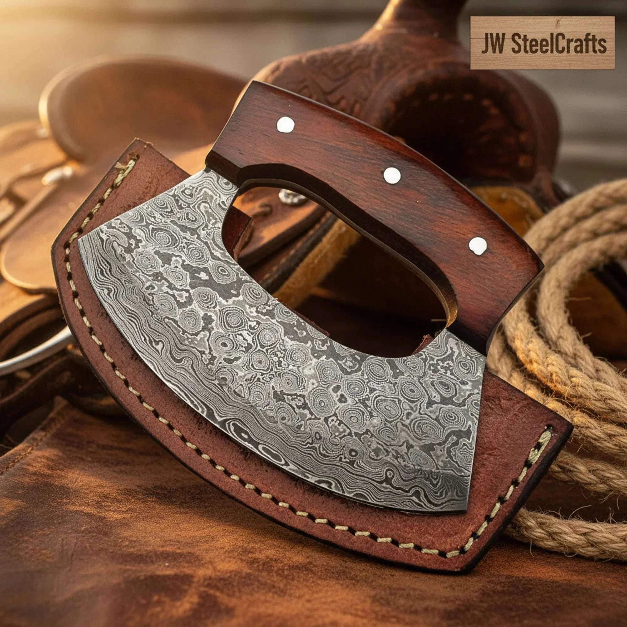 Palmarius Outdoors Open-Handle Alaskan Ulu Knife with Natural Rosewood Handle Ulu knife