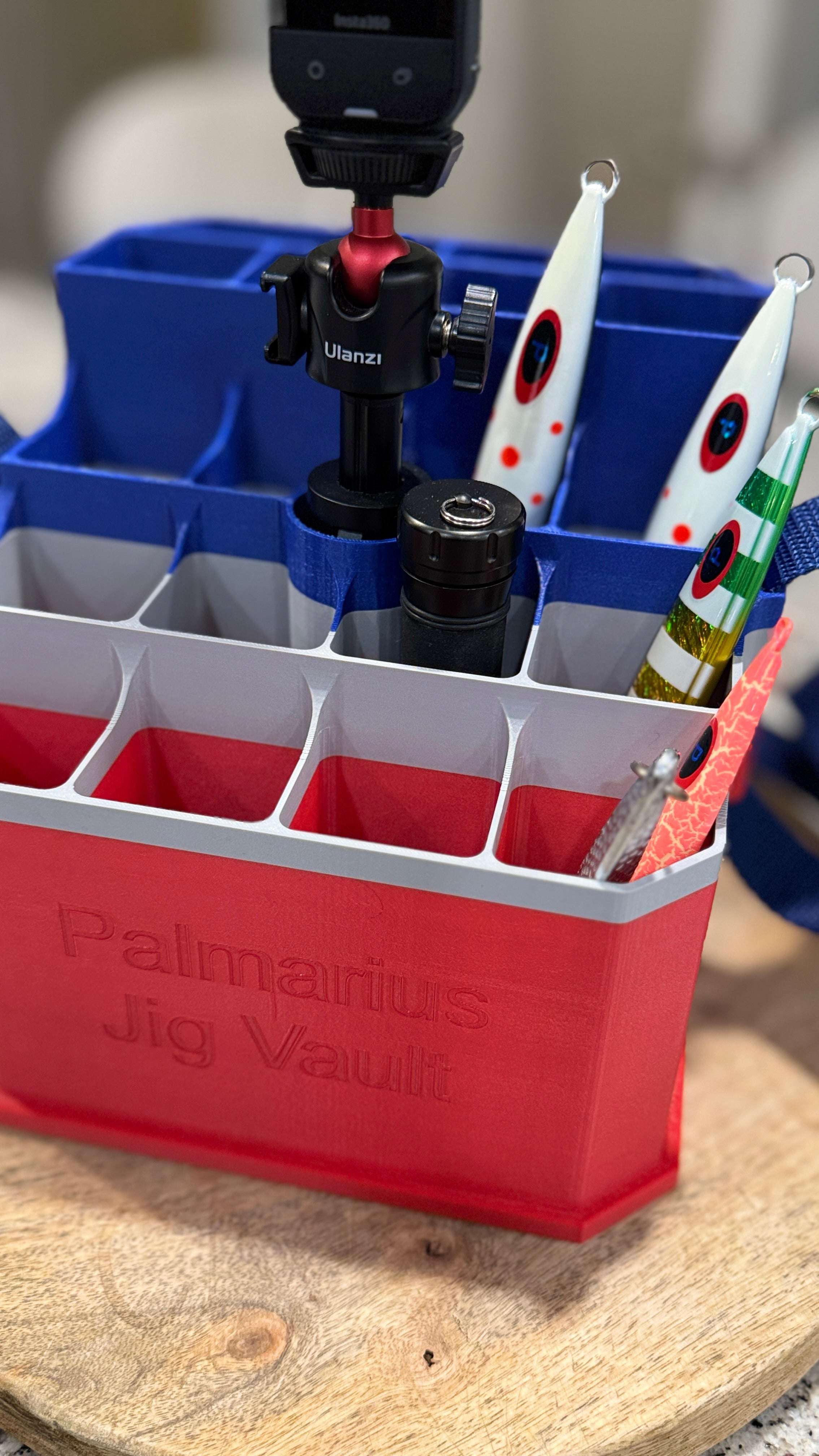 Palmarius Outdoors Jig Vault™ Shorty Square Jig Bucket Skeleton with Carry Strap Fishing Accessories