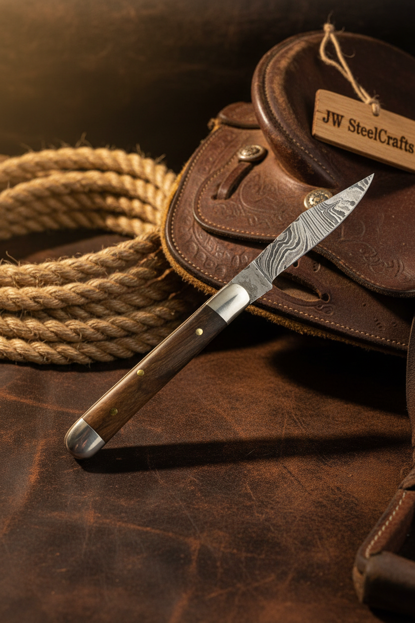 Palmarius Outdoors Rosewood Folding Knife 7.5" Handmade Damascus Steel Traditional Pocket Knife Folding Knife