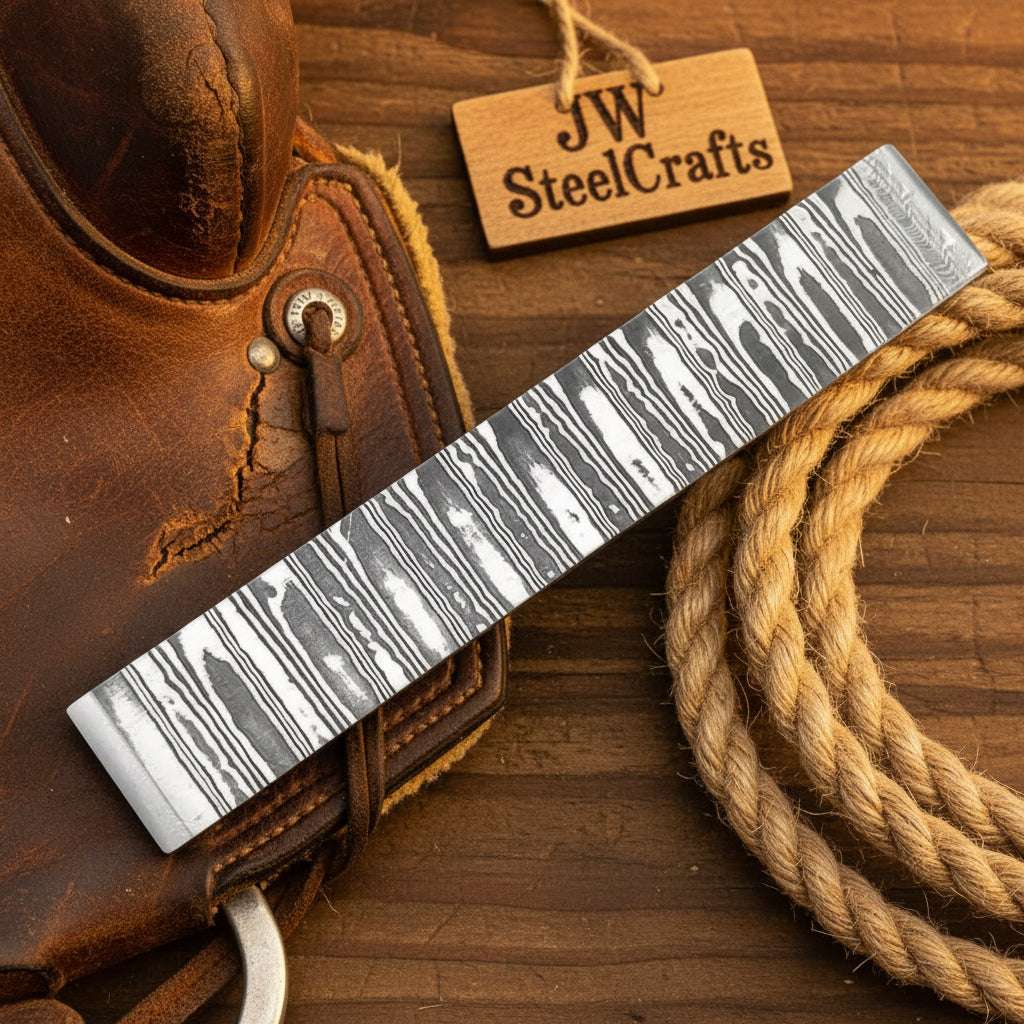 Palmarius Outdoors Ranchland Ladder Billet Bar 12" Handmade Ladder Pattern Damascus Bullet bar