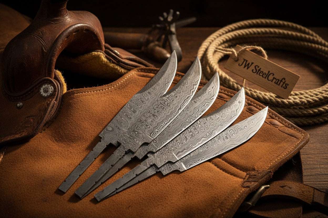 Palmarius Outdoors Rangehand Blade Blank Set 9" Handmade Damascus Full Tang Blank Knife blank Blades