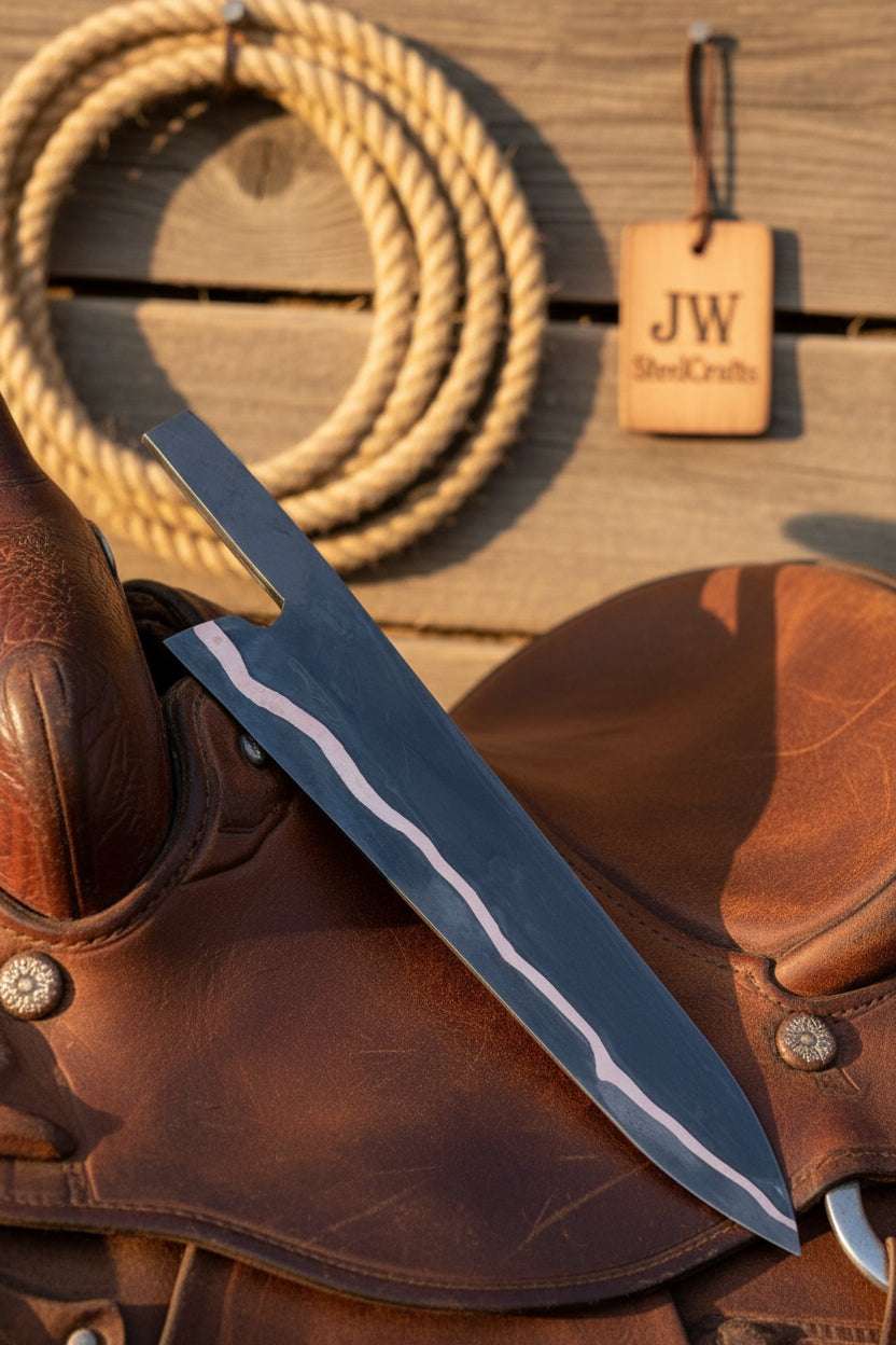 Palmarius Outdoors Blackout Trail Bull Cutter Blank Blade 12" Handmade San Mai Steel Knife blank Blades