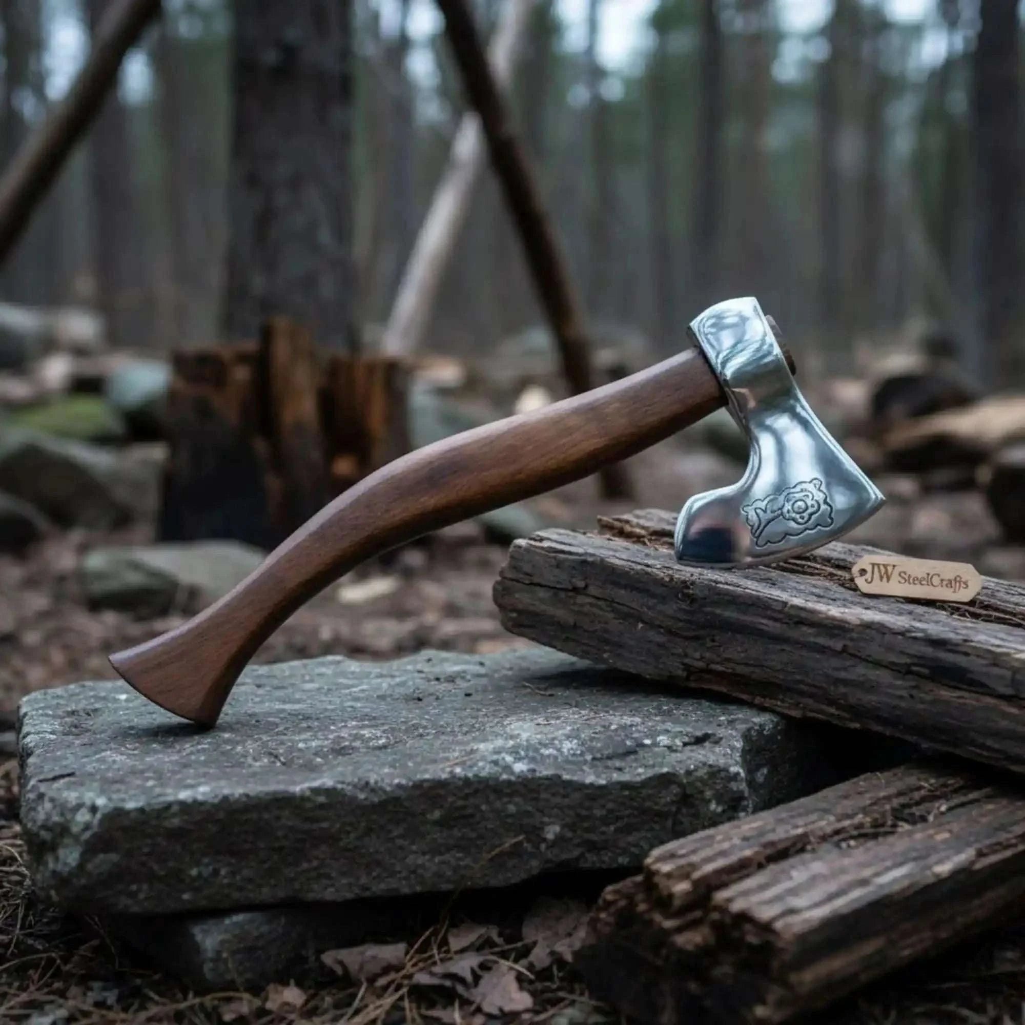 Palmarius Outdoors Polished Bearded Camp Axe with Mirror Finished Head Handmade Axe