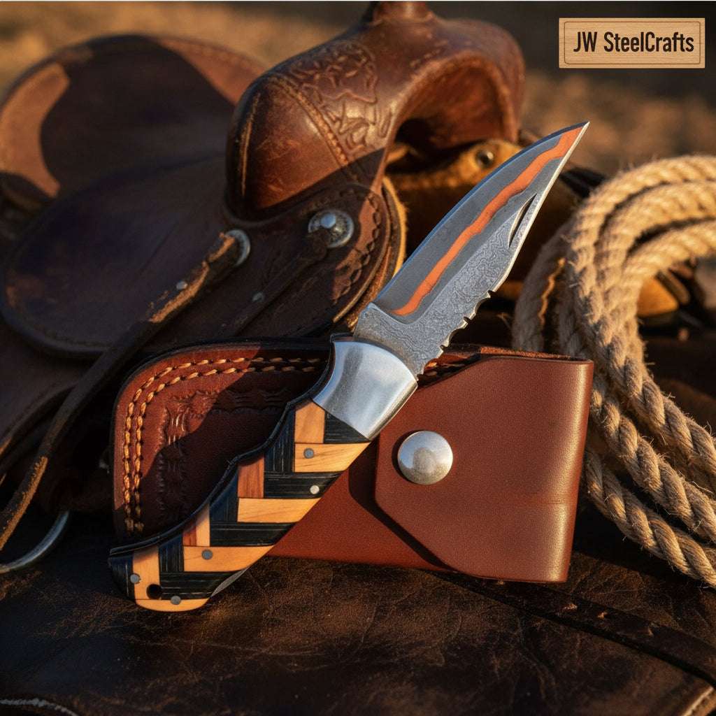 Palmarius Outdoors Timberline Trapper Skinner Knife Handmade Damascus Liner Lock wood handle Folding Knife