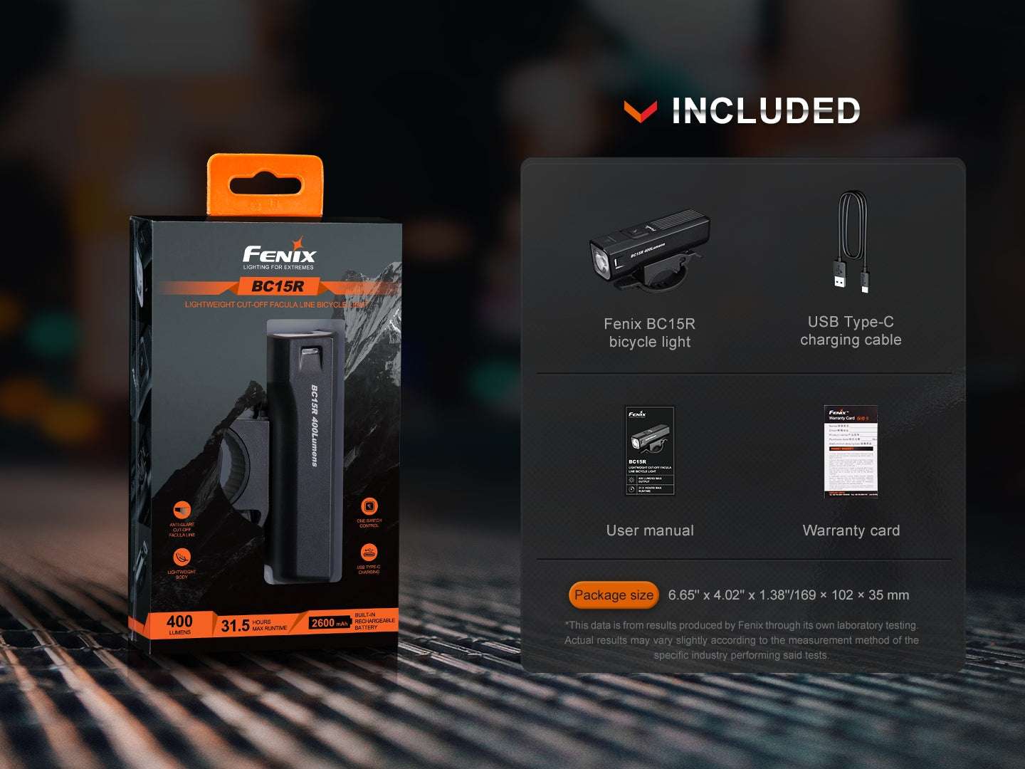 Palmarius Outdoors Fenix BC15R Lightweight Rechargeable Bicycle Light Bike Light